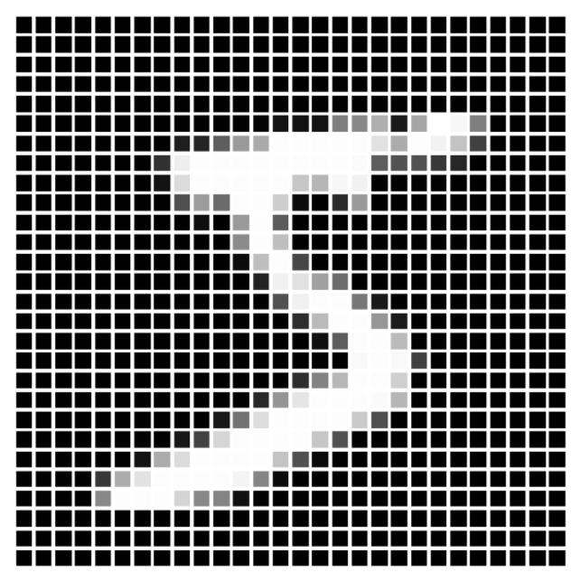 The first image in the MNIST training set. Clearly $y_1 = 5$ for this image.